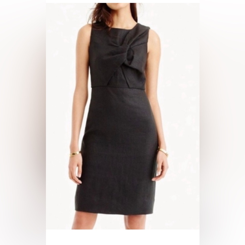 J.Crew Sz 4 Black drape Knot Linen Dress-STYLE G 4448 - NEARLY NEW